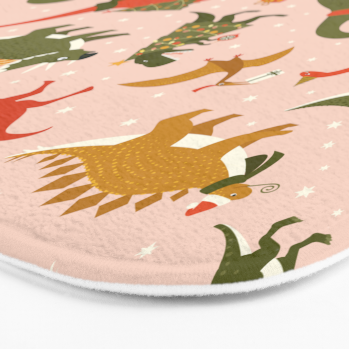 Tyrannosaurus and Dinosaurs Christmas Tree Rex Bath Mat Gallery Image 3