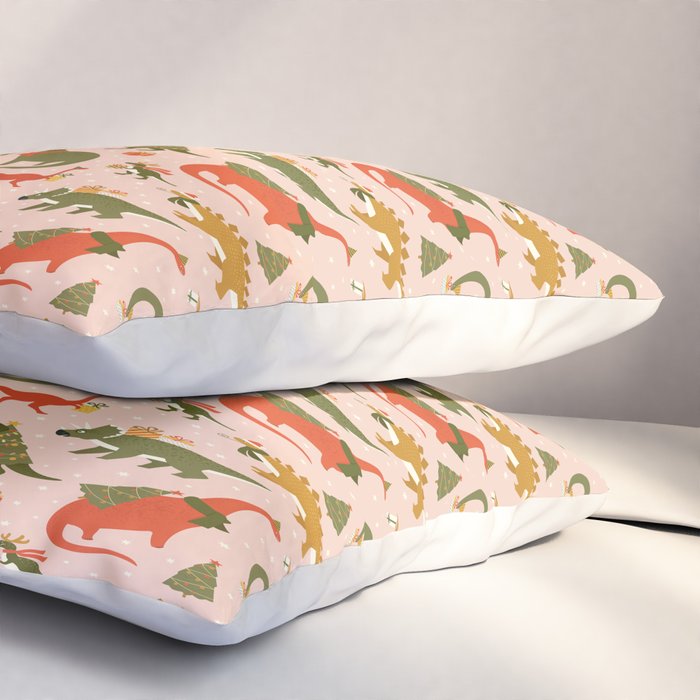 Tyrannosaurus and Dinosaurs Christmas Tree Rex Pillow Sham Gallery Image 3