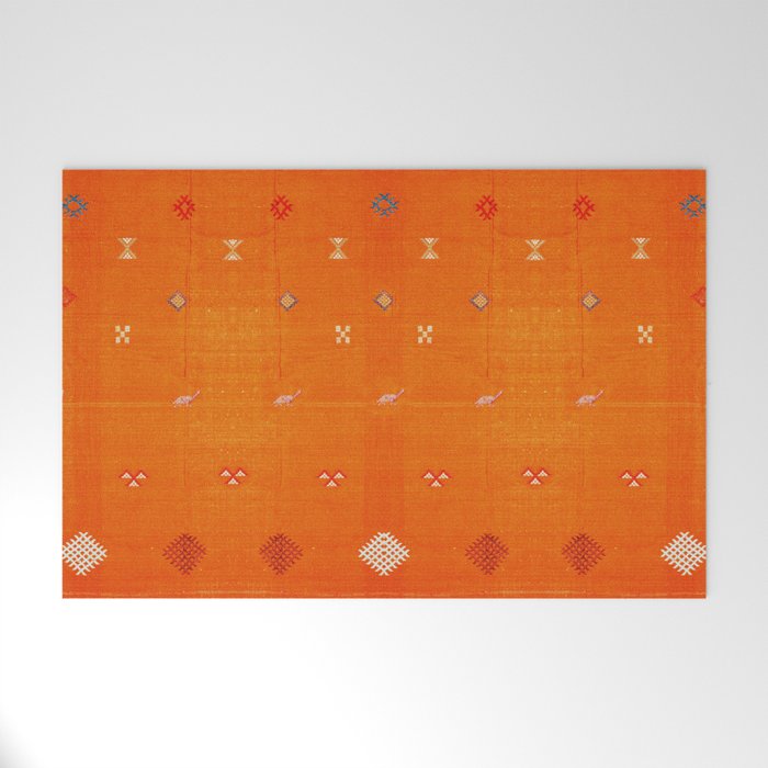 Boho Oriental Orange Traditional Desert Moroccan Style  Welcome Mat Gallery Image 1