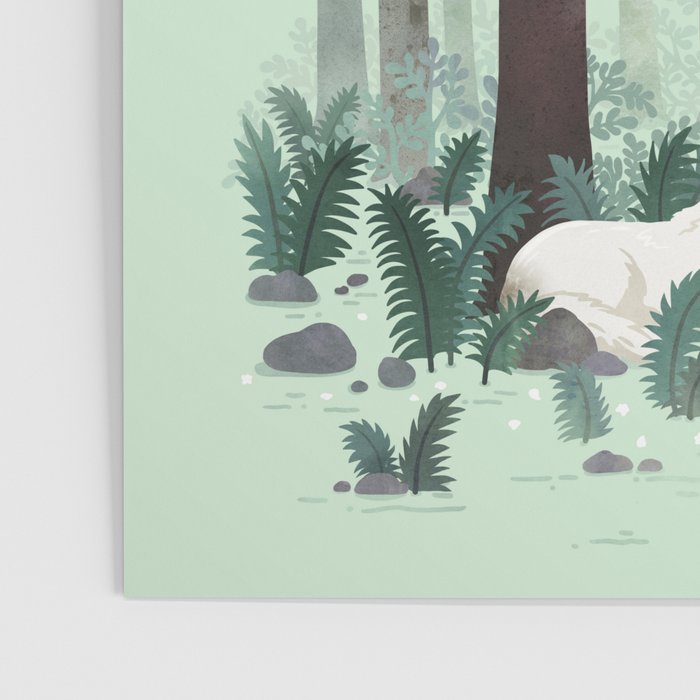 White Wolf in the Flowering Forest Poster Gallery Image 3