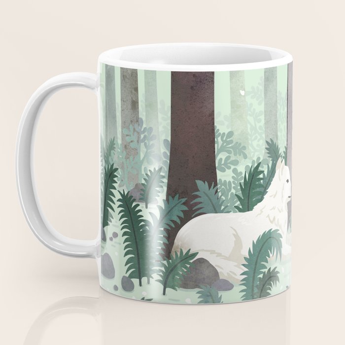 White Wolf in the Flowering Forest Coffee Mug Gallery Image 3