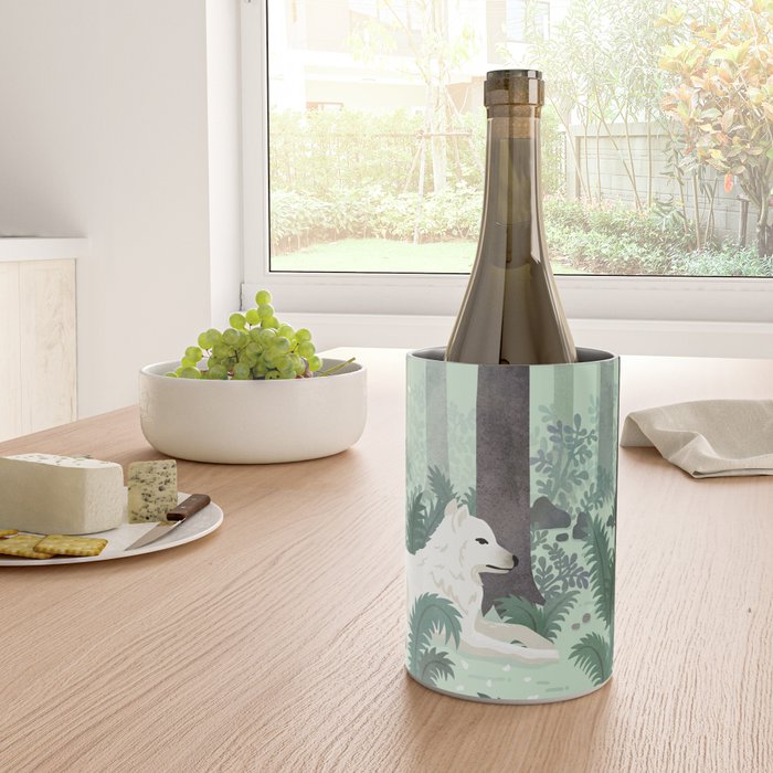 White Wolf in the Flowering Forest Wine Chiller Gallery Image 4