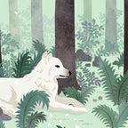 White Wolf in the Flowering Forest Coffee Mug Gallery Image 2