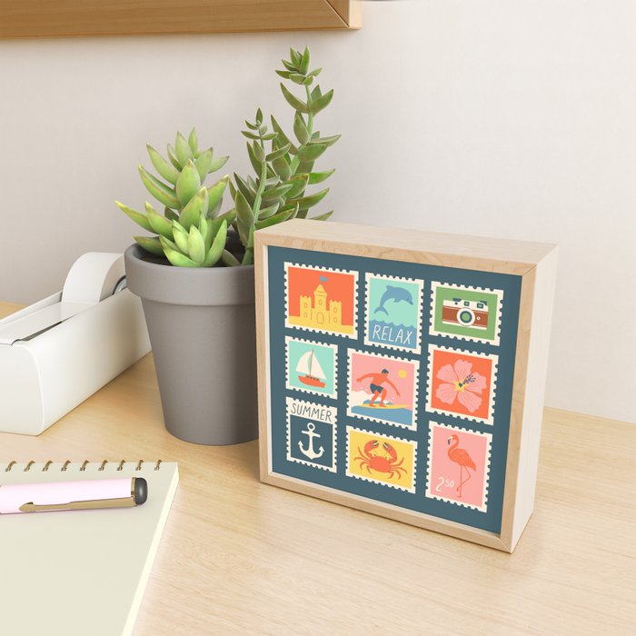 Vintage summer post card stamp drawing Mini Art Print Gallery Image 2
