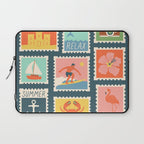 Vintage summer post card stamp drawing Laptop Sleeve Gallery Image 1