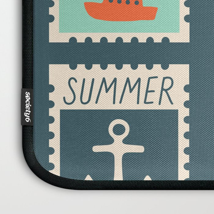 Vintage summer post card stamp drawing Laptop Sleeve Gallery Image 3