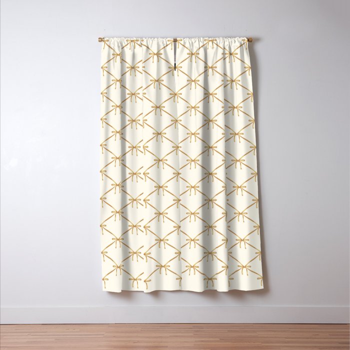 Bows & Ribbons Pattern III Neutral Window Curtain Gallery Image 3