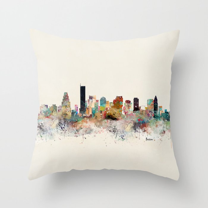 boston city skyline Throw Pillow Gallery Image 1