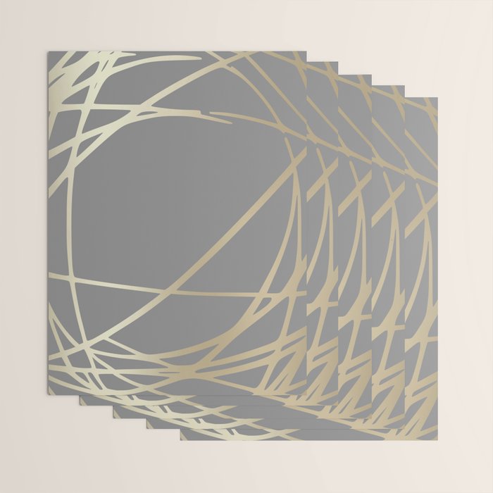 Gold and Gray Circles and Swirls Striped Abstract Pattern Wrapping Paper Gallery Image 3