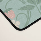 Strawberries - dusty pink and green on sky blue Desk Mat Gallery Image 4