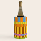 Midcentury Modern Blocks of Stripes colorful pattern Wine Chiller Gallery Image 1