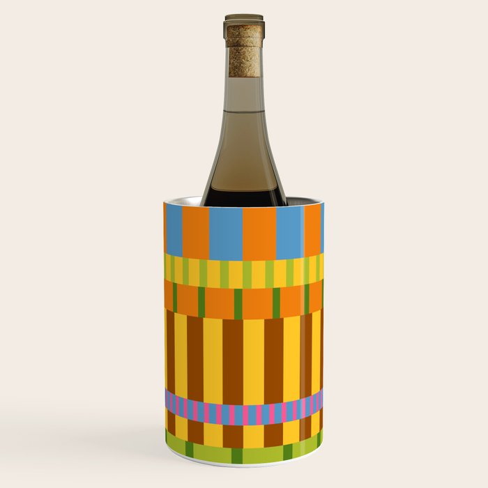 Midcentury Modern Blocks of Stripes colorful pattern Wine Chiller Gallery Image 1