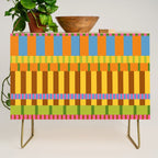Midcentury Modern Blocks of Stripes colorful pattern Credenza Gallery Image 1