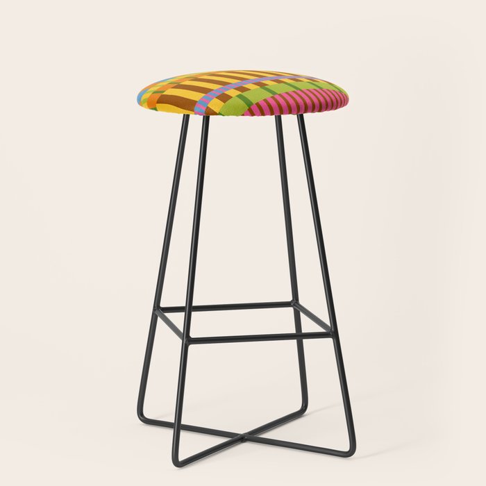 Midcentury Modern Blocks of Stripes colorful pattern Stool Gallery Image 1