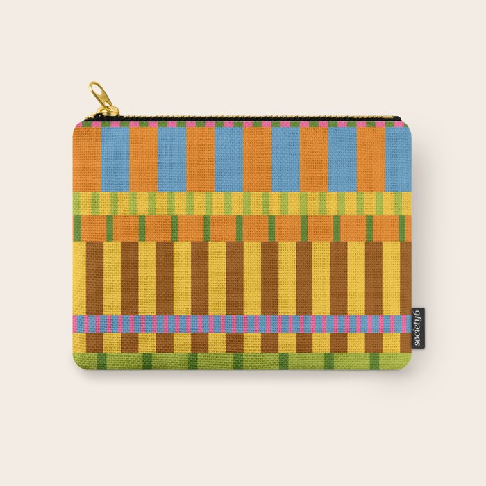 Midcentury Modern Blocks of Stripes colorful pattern Carry All Pouch Gallery Image 1