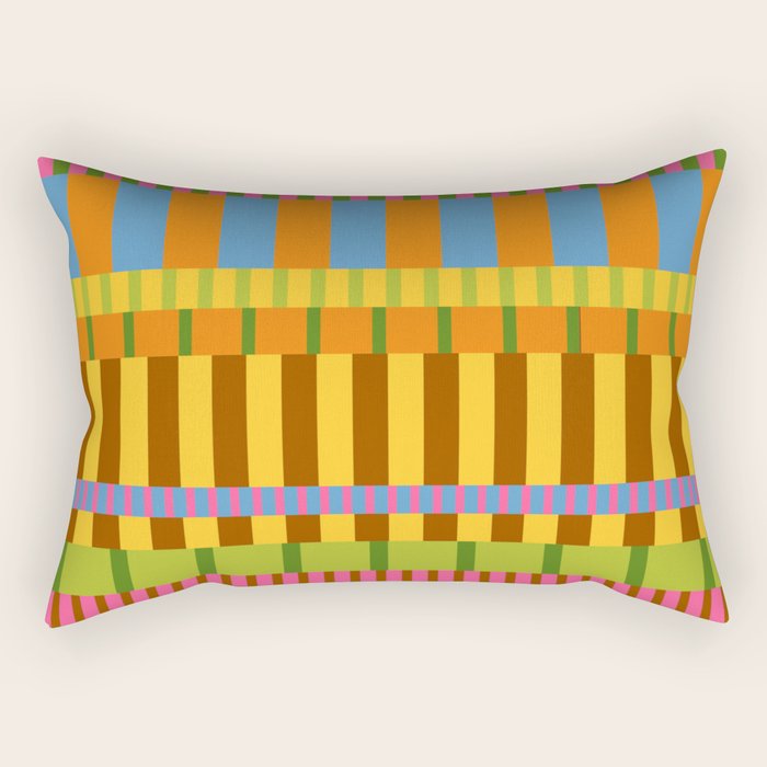 Midcentury Modern Blocks of Stripes colorful pattern Rectangular Pillow Gallery Image 1