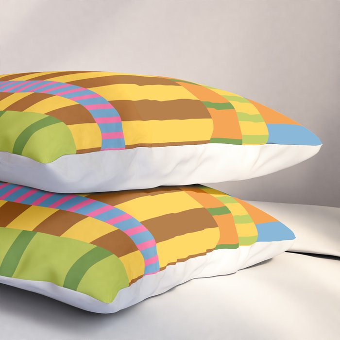 Midcentury Modern Blocks of Stripes colorful pattern Pillow Sham Gallery Image 3
