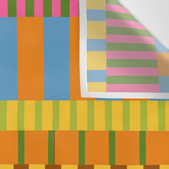 Midcentury Modern Blocks of Stripes colorful pattern Wall Tapestry Gallery Image 3