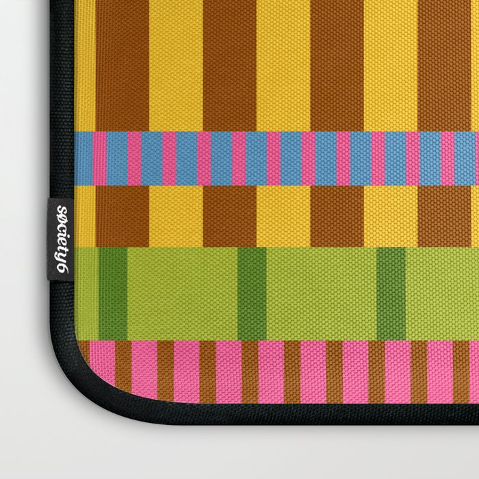 Midcentury Modern Blocks of Stripes colorful pattern Laptop Sleeve Gallery Image 3