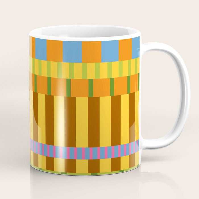 Midcentury Modern Blocks of Stripes colorful pattern Coffee Mug Gallery Image 1