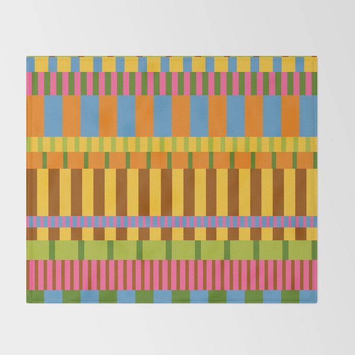 Midcentury Modern Blocks of Stripes colorful pattern Throw Blanket Gallery Image 2