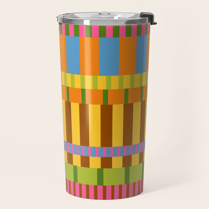 Midcentury Modern Blocks of Stripes colorful pattern Travel Mug Gallery Image 2