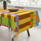 Midcentury Modern Blocks of Stripes colorful pattern Tablecloth Gallery Image 3