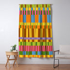 Midcentury Modern Blocks of Stripes colorful pattern Window Curtain Gallery Image 5