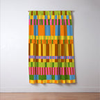 Midcentury Modern Blocks of Stripes colorful pattern Window Curtain Gallery Image 3