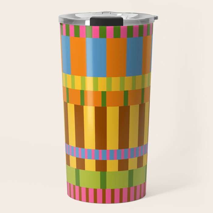 Midcentury Modern Blocks of Stripes colorful pattern Travel Mug Gallery Image 1