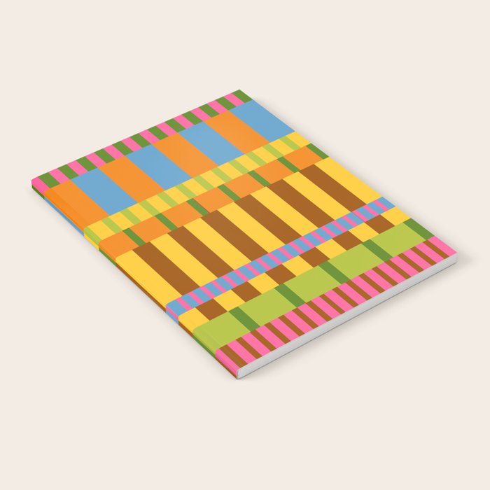 Midcentury Modern Blocks of Stripes colorful pattern Notebook Gallery Image 2