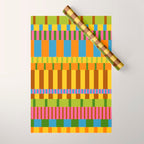 Midcentury Modern Blocks of Stripes colorful pattern Wrapping Paper Gallery Image 1