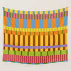 Midcentury Modern Blocks of Stripes colorful pattern Wall Tapestry Gallery Image 4