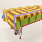 Midcentury Modern Blocks of Stripes colorful pattern Tablecloth Gallery Image 1