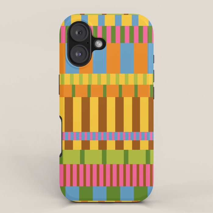 Midcentury Modern Blocks of Stripes colorful pattern iPhone Case Gallery Image 1