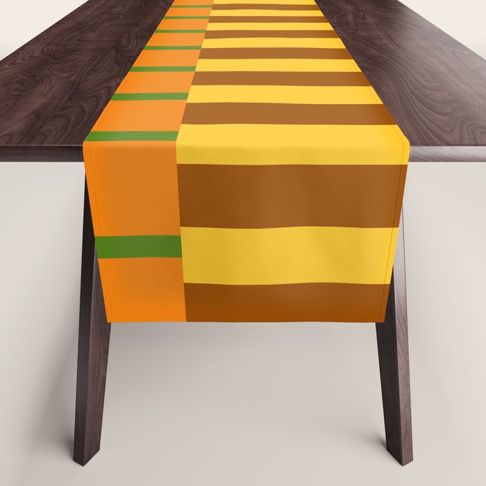 Midcentury Modern Blocks of Stripes colorful pattern Table Runner Gallery Image 1