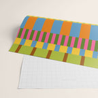 Midcentury Modern Blocks of Stripes colorful pattern Wrapping Paper Gallery Image 2