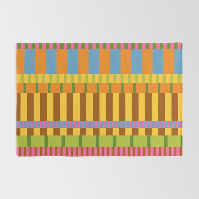 Midcentury Modern Blocks of Stripes colorful pattern Rug Gallery Image 2