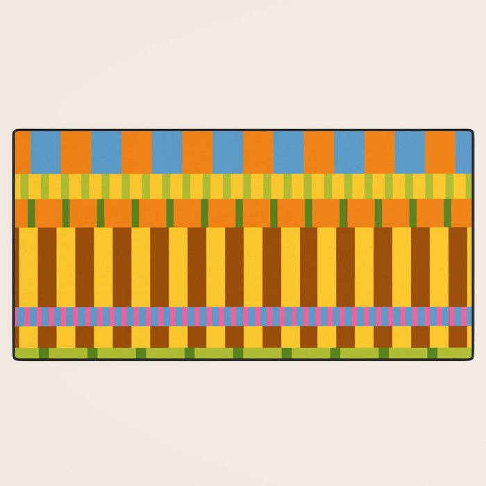 Midcentury Modern Blocks of Stripes colorful pattern Desk Mat Gallery Image 3