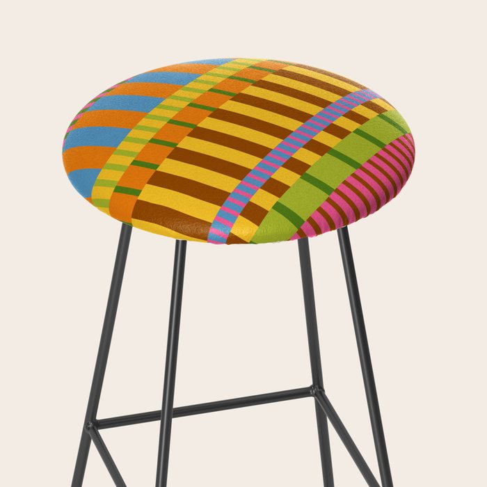 Midcentury Modern Blocks of Stripes colorful pattern Stool Gallery Image 2
