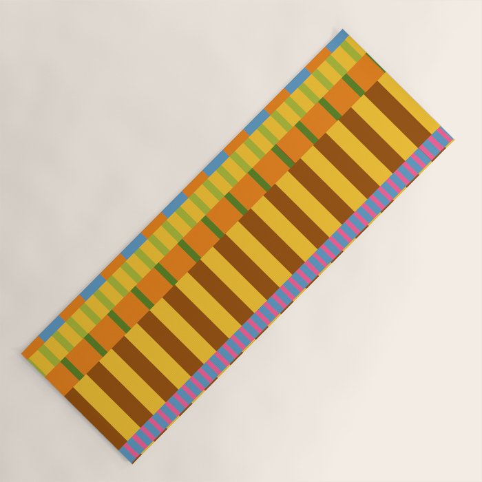 Midcentury Modern Blocks of Stripes colorful pattern Yoga Mat Gallery Image 1