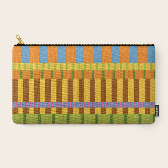Midcentury Modern Blocks of Stripes colorful pattern Carry All Pouch Gallery Image 2