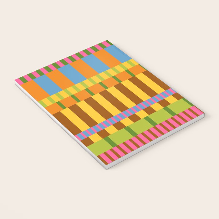 Midcentury Modern Blocks of Stripes colorful pattern Notebook Gallery Image 3