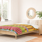Midcentury Modern Blocks of Stripes colorful pattern Duvet Cover Gallery Image 2