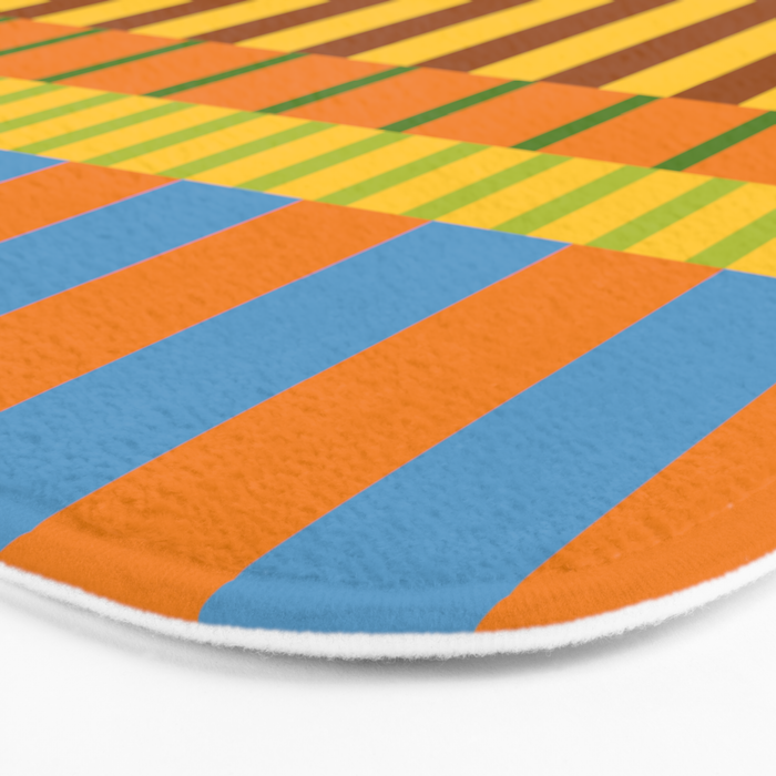 Midcentury Modern Blocks of Stripes colorful pattern Bath Mat Gallery Image 3