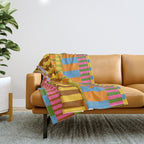 Midcentury Modern Blocks of Stripes colorful pattern Throw Blanket Gallery Image 1