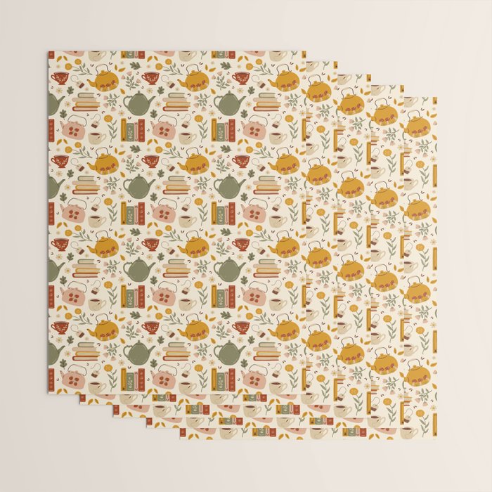 Flowery Books and Tea Wrapping Paper Gallery Image 3