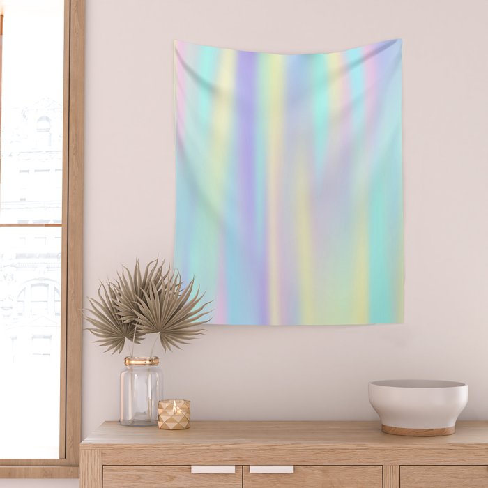 Pastel rainbow abstract Wall Tapestry Gallery Image 2