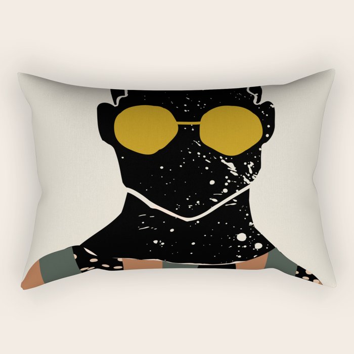 Black Hair No. 7 Rectangular Pillow Gallery Image 1