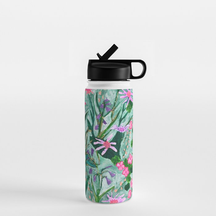 Flower garden hand painted floral pattern Water Bottle Gallery Image 1